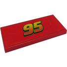 LEGO rot Fliese 2 x 4 mit '95' Aufkleber (87079)