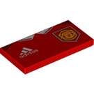 LEGO Red Tile 2 x 4 with Adidas and Manchester United Logo (87079 / 100431)