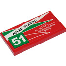LEGO Red Tile 2 x 4 with "ADLER PLASTIC" and "51" - Left Sticker (87079)