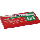 LEGO Red Tile 2 x 4 with "ADLER PLASTIC" and "51" - Right Sticker (87079)