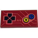 LEGO Red Tile 2 x 4 with Arcade Game Controls Sticker (87079)