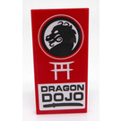 LEGO Red Tile 2 x 4 with Black Dragon Head, White Tori and 'DRAGON DOJO' Sticker (87079)