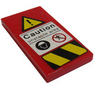 LEGO rouge Tuile 2 x 4 avec Caution Unstable Area Warnings Autocollant (87079)