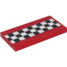 LEGO rot Fliese 2 x 4 mit Chequered Flagge Aufkleber (87079)