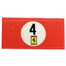 LEGO rot Fliese 2 x 4 mit Ferrari Logo mit Weiß Kreis Number ‘4’ Aufkleber (87079)