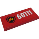 LEGO rot Fliese 2 x 4 mit Feuer Logo und'60111' Aufkleber (87079)