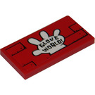LEGO rot Fliese 2 x 4 mit Glove World Aufkleber (87079)