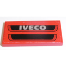 LEGO Red Tile 2 x 4 with 'IVECO', Black Grille Sticker (87079)