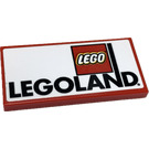 LEGO Red Tile 2 x 4 with LegoLand Logo Sticker (87079)