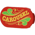 LEGO Red Tile 2 x 4 with Rounded Ends with ‘CAROUSEL’ and Leaf Decoration Sticker (66857)