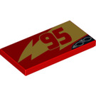 LEGO Red Tile 2 x 4 with Rusteze 95 Lightning Bolt (Left) (33711 / 87079)