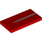 LEGO Red Tile 2 x 4 with Silver Line on Side (87079 / 103629)