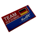 LEGO Red Tile 2 x 4 with 'TEAM 919 HYBRID', German Flag and 'WEC FIA WORLD ENDURANCE CHAMPIONSHIP' Sticker (87079)
