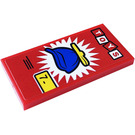 LEGO Red Tile 2 x 4 with TOYS and Blue Cap Sticker (87079)