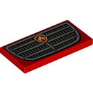 LEGO rot Fliese 2 x 4 mit Fahrzeug Gitter und Feuer Logo (73905 / 87079)