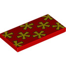 LEGO Red Tile 2 x 4 with Yellow Asterisk Stars (87079 / 95306)