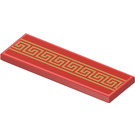 LEGO Red Tile 2 x 6 with Gold Geometric Swirls and Lines Sticker (69729)