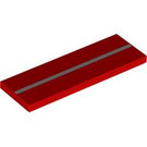 LEGO Red Tile 2 x 6 with Silver Line in Middle (69729 / 103630)