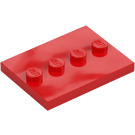 LEGO Czerwony Płytka 3 x 4 z Cztery Szpilki (17836 / 88646)