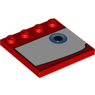 LEGO Rouge Tuile 4 x 4 avec Tenons sur Bord avec Bleu Œil sur Blanc Background (La gauche) (6179 / 96193)