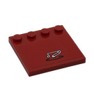 LEGO Red Tile 4 x 4 with Studs on Edge with Crane Rotating Movement Sticker (6179)