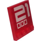 LEGO Rood Tegel 4 x 4 met Studs Aan Rand met Brand Mech 21 000 Sticker (6179)