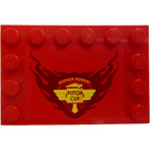 LEGO rouge Tuile 4 x 6 avec Goujons sur 3 Edges avec 'HUDSON HORNET PISTON CUP' Autocollant (6180)
