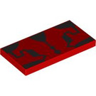 LEGO Red Tile with Darth Maul Black Forehead Marks