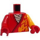 LEGO Red Torso with Bright Light Orange Flames (973)