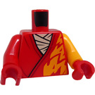 LEGO Rød Overkropp med Bright Lys Oransje Flames (973 / 76382)