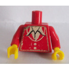 LEGO Rojo Torso con Blanco y Amarillo Striped Bufanda (973)