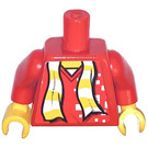 LEGO Rojo Torso con Blanco y Amarillo Striped Bufanda (973)