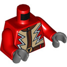 LEGO rouge Torse avec Zig-zag Jacket avec Tan Inset, Steer Courroie Buckle (973 / 76382)