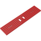 LEGO rouge Train Base 6 x 28 avec 2 découpes rectangulaires et 3 trous ronds à chaque extrémité (4093)