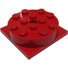 LEGO Rood Draaischijf 4 x 4 Basis met Same Color Top (73603 / 85753)