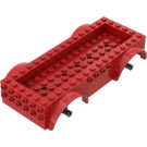 LEGO червен Превозно средство База 8 x 16 x 2.5 с Dark Stone Сив Колело Holders с 5 дупки (65094)