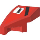 LEGO rouge Coin 1 x 2 La gauche avec Noir Stripe et blanc Air Vent Autocollant (29120)