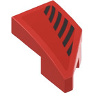 LEGO Red Wedge 1 x 2 Left with Short Black Stripes Sticker (29120)