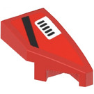 LEGO rouge Coin 1 x 2 Droite avec Noir Stripe et blanc Air Vent Autocollant (29119)