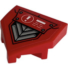LEGO Red Wedge 2 x 2 x 0.7 with Point (45°) with ‘!’ In Circle and Vents Sticker (66956)