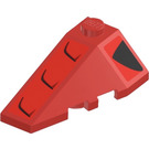 LEGO Rood Wig 2 x 4 Drievoudig Links met Lucht Vents en Gebogen Lines Sticker (43710)