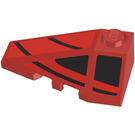 LEGO Rood Wig 2 x 4 Drievoudig Links met Zwart Strepen Sticker (43710)