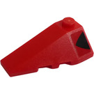 LEGO Red Wedge 2 x 4 Triple Left with Black Triangle Sticker (43710)