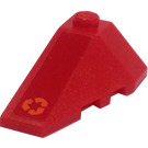 LEGO Rood Wig 2 x 4 Drievoudig Links met Oranje Recycling logo Sticker (43710)