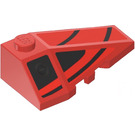 LEGO Red Wedge 2 x 4 Triple Right with Black Stripes and Fuel Filler Cap Sticker (43711)