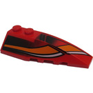 LEGO Rood Wig 2 x 6 Dubbele Rechts met Wit/Oranje Curves en Zwart Fade (41747)