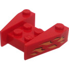 LEGO Red Wedge 3 x 4 with Extreme Team Flames Sticker without Stud Notches (2399)