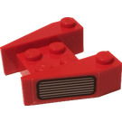 LEGO rot Keil 3 x 4 mit Gitter Aufkleber ohne Bolzenkerben (2399)