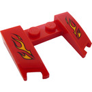 LEGO rouge Coin 3 x 4 x 0.7 avec Coupé avec Flames Autocollant (11291)