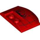 LEGO rot Keil 3 x 4 x 0.7 mit Recess mit Schwarz Spinne und web (93604 / 100365)
